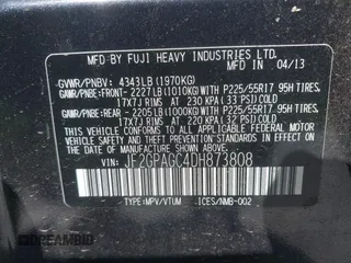 2013 Subaru Crosstrek Limited с VIN JF2GPAGC4DH873808, выставлен на аукционе IAAI как лот 42485302 с пробегом 83 279 миль миль и . История ставок и продаж доступна на DreamBid. Изображение 9.