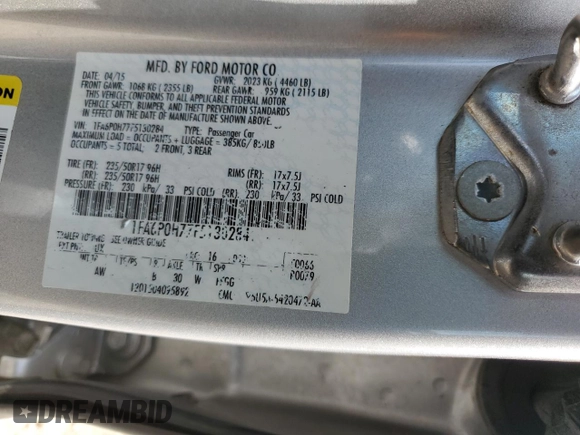 2015 Ford Fusion SE with VIN 1FA6P0H77F5130284, listed as a Copart auction lot 49231555 with 107,777 mi miles and Salvage Title. Bid and sale history available at DreamBid. Image 14.