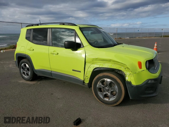 2018 Jeep Renegade Sport with VIN ZACCJAAB0JPG92224, listed as a Copart auction lot 43447115 with 46,089 mi miles and Salvage Title. Bid and sale history available at DreamBid. Image 4.
