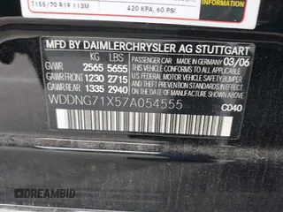 2007 Mercedes-Benz S 550 with VIN WDDNG71X57A054555, listed as a IAAI auction lot 42061165 with 127,885 mi miles and . Bid and sale history available at DreamBid. Image 9.
