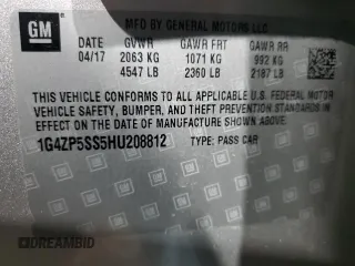 2017 Buick LaCrosse Essence with VIN 1G4ZP5SS5HU208812, listed as a Copart auction lot 50684855 with 60,957 mi miles and Salvage Title. Bid and sale history available at DreamBid. Image 12.