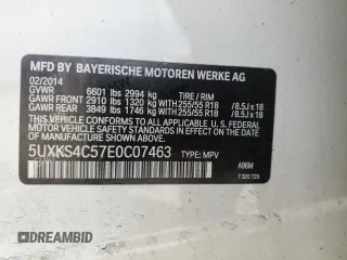 2014 BMW X5 xDrive35d with VIN 5UXKS4C57E0C07463, listed as a Copart auction lot 51803265 with 138,230 mi miles and Clean Title. Bid and sale history available at carsss.com. Image 13.