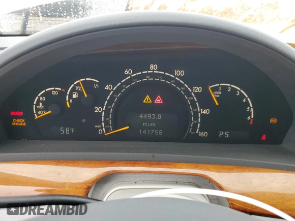 2002 Mercedes-Benz S 430 with VIN WDBNG70J02A283448, listed as a Copart auction lot 43370985 with 141,798 mi miles and Salvage title. Bid and sale history available at DreamBid. Image 9.