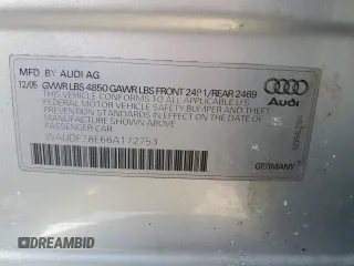 2006 Audi A4 2.0T with VIN WAUDF78E66A172753, listed as a Copart auction lot 44710485 with 191,059 mi miles and Non Repairable. Bid and sale history available at carsss.com. Image 13.