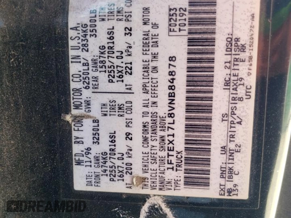 1997 Ford F-150 XL z VIN 1FTEX17L8VNB84878, wystawiony jako Copart lot #52695045 z przebiegiem 446 498 mil mil oraz Szkoda całkowita • Salvage title. Historia ofert i sprzedaży dostępna na DreamBid. Obrazek 12.