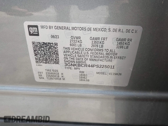 2023 Chevrolet Blazer LT с VIN 3GNKBCR44PS225011, выставлен на аукционе IAAI как лот 42774476 с пробегом 84 750 миль миль и . История ставок и продаж доступна на DreamBid. Изображение 9.