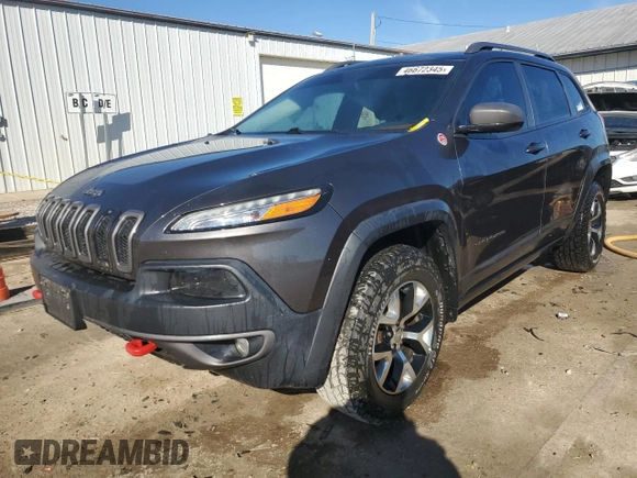 2014 Jeep Cherokee Trailhawk with VIN 1C4PJMBS1EW161642, listed as a Copart auction lot 46672345 with 196,908 mi miles and Salvage Title. Bid and sale history available at carsss.com. Image 1.