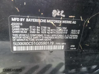2016 BMW X5 xDrive35i with VIN 5UXKR0C51G0S90179, listed as a Copart auction lot 75849494 with 37,140 mi miles and Salvage Title. Bid and sale history available at carsss.com. Image 14.