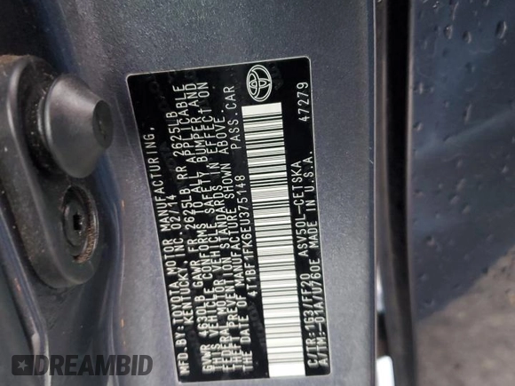 2014 Toyota Camry L with VIN 4T1BF1FK6EU375148, listed as a Copart auction lot 48865435 with 106,703 mi miles and Salvage Title. Bid and sale history available at carsss.com. Image 15.
