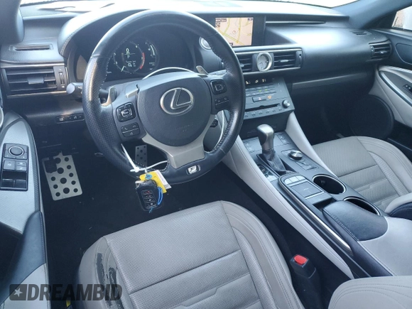 2015 Lexus RC 350 F Sport with VIN JTHHE5BC3F5002960, listed as a Copart auction lot 52121175 with 5,505 mi miles and Salvage title. Bid and sale history available at DreamBid. Image 8.