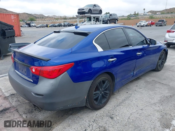 2014 Infiniti Q50 with VIN JN1BV7AP6EM689012, listed as a IAAI auction lot 42063216 with 114,785 mi miles and . Bid and sale history available at DreamBid. Image 4.