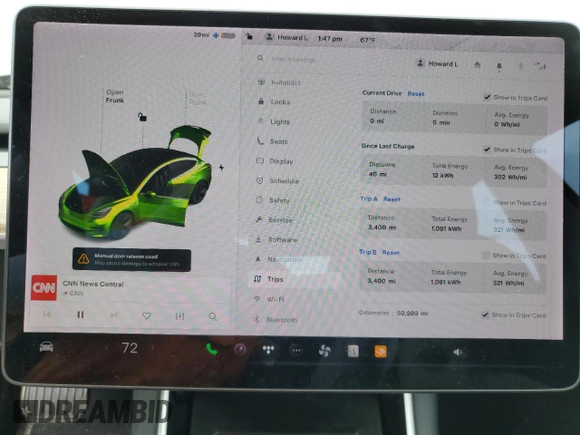 2019 Tesla Model 3 Long Range with VIN 5YJ3E1EB2KF197062, listed as a Copart auction lot 50874925 with 50,989 mi miles and Salvage Title. Bid and sale history available at carsss.com. Image 9.
