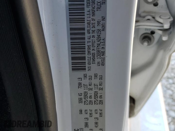 2020 Ram 1500 Big Horn with VIN 1C6SRFFM4LN204150, listed as a Copart auction lot 46865305 with 81,005 mi miles and Salvage Title. Bid and sale history available at carsss.com. Image 12.