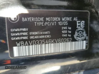 2006 BMW 3 Series 330xi with VIN WBAVD33546KV60262, listed as a Copart auction lot 87508765 with 249,826 mi miles and Salvage Title. Bid and sale history available at carsss.com. Image 12.