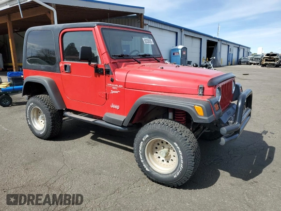 1999 Jeep Wrangler Sport z VIN 1J4FY19S4XP111512, wystawiony jako Copart lot #50330025 z przebiegiem 118 583 mil mil oraz Czysty tytuł • Clean title. Historia ofert i sprzedaży dostępna na DreamBid. Obrazek 4.