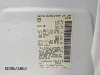 2018 Nissan Murano SV z VIN 5N1AZ2MG4JN154689, wystawiony jako IAAI lot #42287787 z przebiegiem 92 449 mil mil oraz . Historia ofert i sprzedaży dostępna na DreamBid. Obrazek 9.