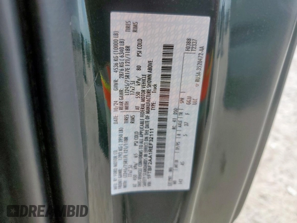 2024 Ford F-250 XL z VIN 1FTBF2AA1REF32111, wystawiony jako Copart lot #61645725 z przebiegiem 1 192 mil mil oraz Szkoda całkowita • Salvage title. Historia ofert i sprzedaży dostępna na DreamBid. Obrazek 12.