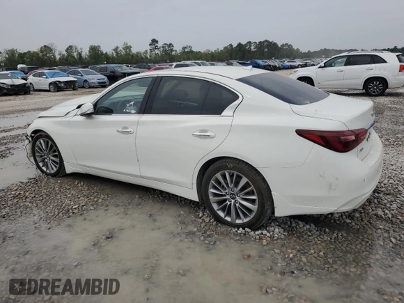 2022 Infiniti Q50 LUXE with VIN JN1EV7BR5NM342302, listed as a Copart auction lot 50257285 with 50,501 mi miles and Salvage Title. Bid and sale history available at carsss.com. Image 2.