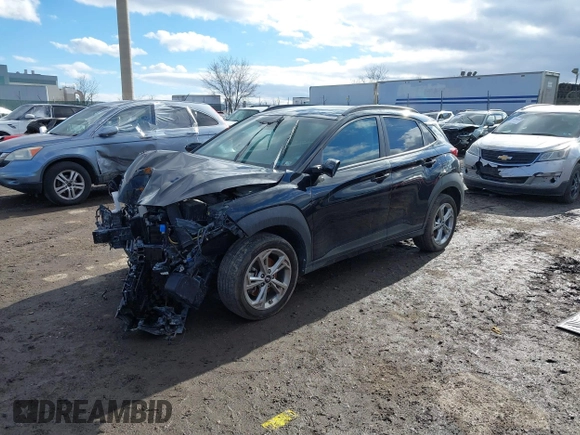 2023 Hyundai Kona SEL with VIN KM8K6CAB8PU041614, listed as a IAAI auction lot 41493717 with 1 mi miles. Bid and sale history available at carsss.com. Image 16.