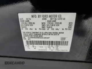 2016 Ford Utility Police Interceptor with VIN 1FM5K8AR8GGC26327, listed as a Copart auction lot 84211204 with 0 mi miles and Salvage Title. Bid and sale history available at carsss.com. Image 13.