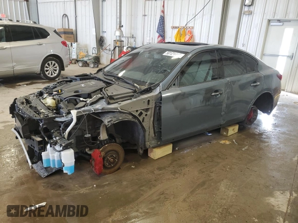 2021 Infiniti Q50 Red Sport 400 with VIN JN1FV7DR4MM880053, listed as a Copart auction lot 50121485 with 39,037 mi miles and Non repairable. Bid and sale history available at DreamBid. Image 1.