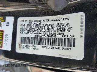 2010 Toyota Corolla with VIN 1NXBU4EE5AZ208745, listed as a Copart auction lot 61569915 with 70,550 mi miles and Salvage title. Bid and sale history available at DreamBid. Image 12.