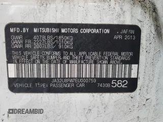 2014 Mitsubishi Lancer GT with VIN JA32U8FW7EU000759, listed as a Copart auction lot 54568915 with 74,438 mi miles and Salvage Title. Bid and sale history available at DreamBid. Image 13.