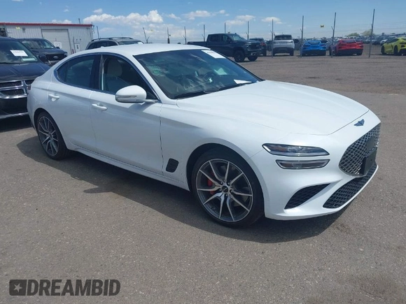 2025 Genesis G70 2.5T with VIN KMTG34SC6SU155525, listed as a IAAI auction lot 42064895 with 6,538 mi miles. Bid and sale history available at carsss.com. Image 1.