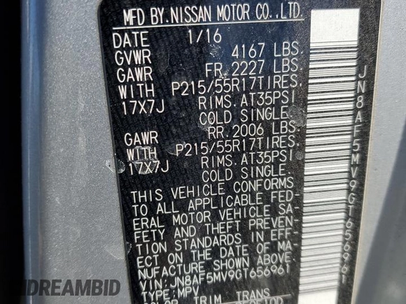 2016 Nissan Juke S with VIN JN8AF5MV9GT656961, listed as a Copart auction lot 46450555 with Not Provided miles and Salvage Title. Bid and sale history available at carsss.com. Image 14.