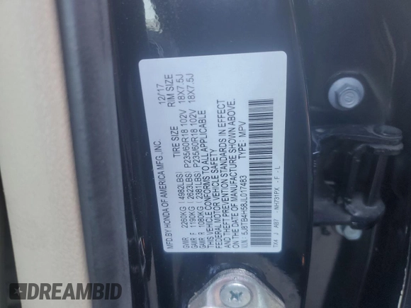 2018 Acura RDX Technology with VIN 5J8TB4H58JL017483, listed as a Copart auction lot 67827744 with 75,334 mi miles and Salvage Title. Bid and sale history available at DreamBid. Image 14.