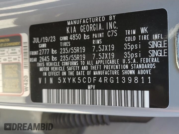 2024 Kia Sportage SX-Prestige with VIN 5XYK5CDF4RG139811, listed as a Copart auction lot 46883445 with 12,020 mi miles and Salvage title. Bid and sale history available at DreamBid. Image 13.