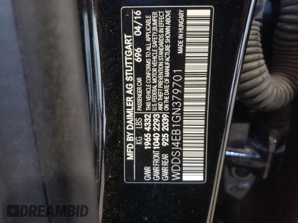 2016 Mercedes-Benz CLA 250 with VIN WDDSJ4EB1GN379701, listed as a Copart auction lot 42636744 with 91,756 mi miles and . Bid and sale history available at DreamBid. Image 12.
