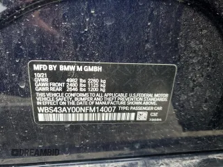 2022 BMW M3 Competition xDrive with VIN WBS43AY00NFM14007, listed as a Copart auction lot 62390405 with 20,668 mi miles and Salvage title. Bid and sale history available at DreamBid. Image 13.