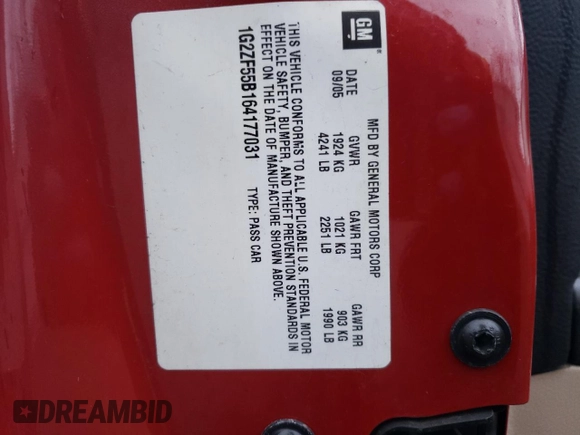 2006 Pontiac G6 1SV with VIN 1G2ZF55B164177031, listed as a Copart auction lot 81371843 with 131,080 mi miles and Salvage title. Bid and sale history available at DreamBid. Image 12.