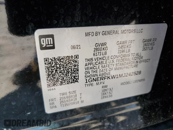 2021 Chevrolet Traverse LS with VIN 1GNERFKW1MJ242528, listed as a Copart auction lot 49739655 with 49,697 mi miles and Salvage Title. Bid and sale history available at carsss.com. Image 13.