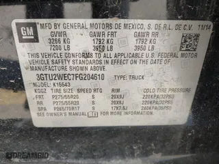 2015 GMC Sierra 1500 Denali with VIN 3GTU2WEC7FG204610, listed as a IAAI auction lot 41730939 with 130,620 mi miles. Bid and sale history available at carsss.com. Image 9.