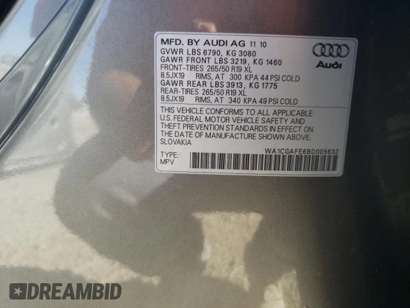 2011 Audi Q7 3.0T Premium with VIN WA1CGAFE6BD005632, listed as a Copart auction lot 80396294 with 147,396 mi miles and Clean Title. Bid and sale history available at carsss.com. Image 13.