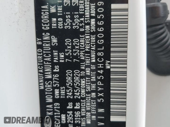 2020 Kia Telluride SX z VIN 5XYP54HC8LG066509, wystawiony jako Copart lot #47275465 z przebiegiem 152 820 mil mil oraz Szkoda całkowita • Salvage title. Historia ofert i sprzedaży dostępna na DreamBid. Obrazek 13.
