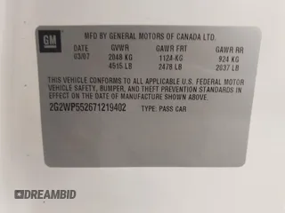 2007 Pontiac Grand Prix z VIN 2G2WP552671219402, wystawiony jako IAAI lot #42046869 z przebiegiem 196 556 mil mil oraz . Historia ofert i sprzedaży dostępna na DreamBid. Obrazek 9.