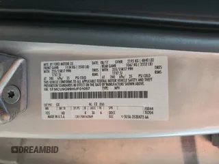 2017 Ford Escape SE z VIN 1FMCU9G99HUF01057, wystawiony jako Copart lot #60351695 z przebiegiem Nie podano mil oraz Czysty tytuł • Clean title. Historia ofert i sprzedaży dostępna na DreamBid. Obrazek 12.