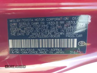 2008 Toyota Yaris with VIN JTDJT923385180628, listed as a IAAI auction lot 41746265 with 201,546 mi miles and . Bid and sale history available at carsss.com. Image 9.