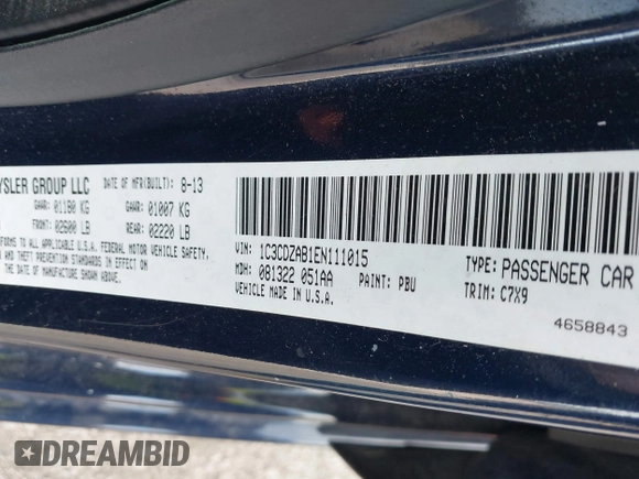 2014 Dodge Avenger SE with VIN 1C3CDZAB1EN111015, listed as a IAAI auction lot 42330669 with 82,265 mi miles and . Bid and sale history available at DreamBid. Image 9.