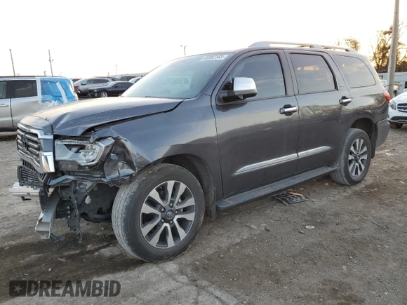 2020 Toyota Sequoia Limited with VIN 5TDKY5G1XLS075142, listed as a Copart auction lot 88952165 with 39,847 mi miles and Salvage Title. Bid and sale history available at carsss.com. Image 1.