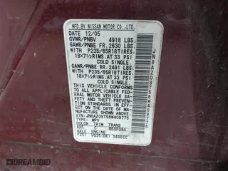 2006 Nissan Murano SL with VIN JN8AZ08T56W409775, listed as a IAAI auction lot 41930473 with 263,551 mi miles. Bid and sale history available at carsss.com. Image 9.