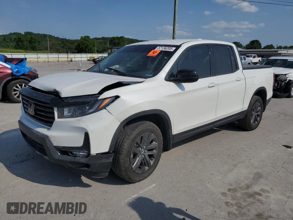 2021 Honda Ridgeline Sport with VIN 5FPYK3F18MB009882, listed as a Copart auction lot 57136205 with 43,549 mi miles and Salvage title. Bid and sale history available at DreamBid. Image 1.