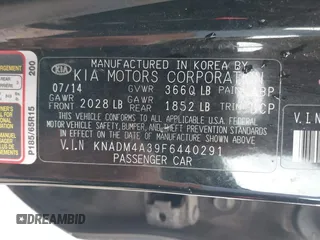 2015 Kia Rio LX with VIN KNADM4A39F6440291, listed as a IAAI auction lot 41532881 with 97,238 mi miles. Bid and sale history available at carsss.com. Image 9.