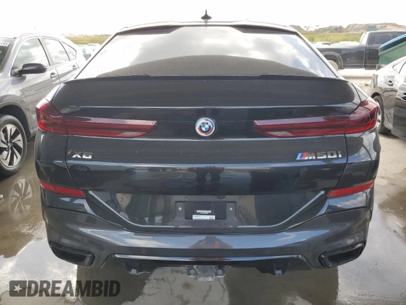 2023 BMW X6 M50i with VIN 5UXCY8C01P9S00552, listed as a Copart auction lot 84193154 with 16,590 mi miles and Salvage Title. Bid and sale history available at carsss.com. Image 6.