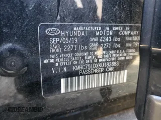 2019 Hyundai Ioniq Limited with VIN KMHC75LDXKU182883, listed as a Copart auction lot 46660655 with 119,968 mi miles and Salvage Title. Bid and sale history available at DreamBid. Image 14.