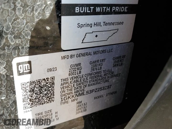 2023 GMC Acadia SLT with VIN 1GKKNMLS3PZ253287, listed as a Copart auction lot 48306865 with 18,041 mi miles and Clean title. Bid and sale history available at DreamBid. Image 14.