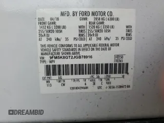 2018 Ford Explorer Sport with VIN 1FM5K8GT2JGB78916, listed as a Copart auction lot 59414335 with 121,842 mi miles and Salvage title. Bid and sale history available at DreamBid. Image 13.